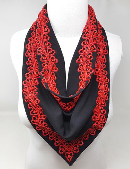 black-on-red-crepe-georgettes-hand-beaded-magnetic-scarf