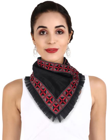 black-raw-silk-winter-scarf-with-red--black-frilled-border