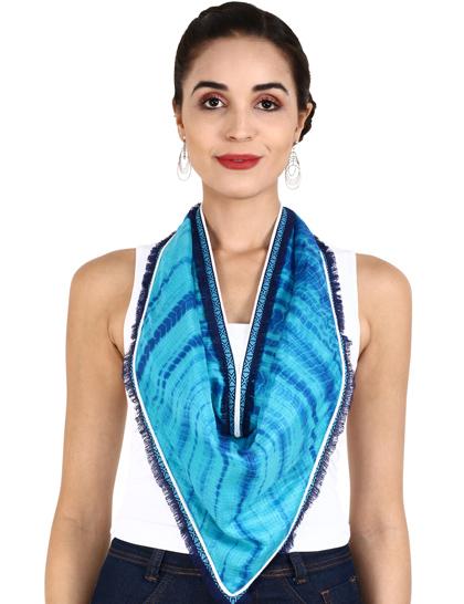 electric--turquoise-chanderi-scarf-with-geometric-frilled-border