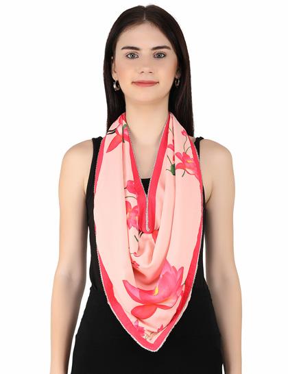 peach--fuschia-georgette-lotus-scarf-with-silver-all-over-beaded-border