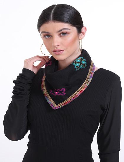 blackpinkturquoise--gold-tasseled-neck-warmer