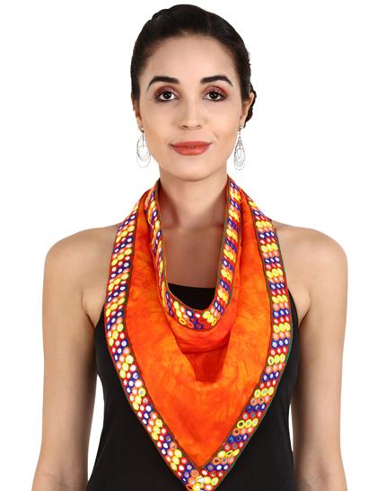 shaded-orange-chanderi-scarf-with-multicoloured-mirror-work-border