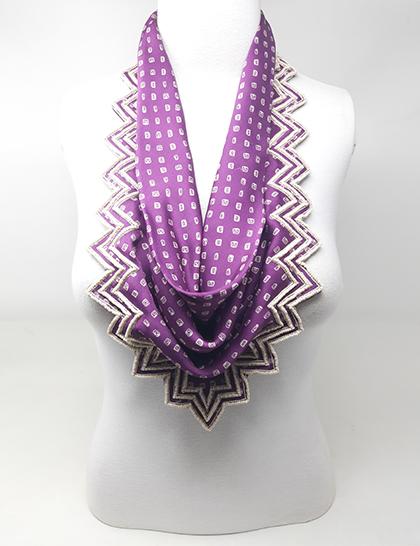 purple-bandhni-zigzag-beaded-magnetic-scarf
