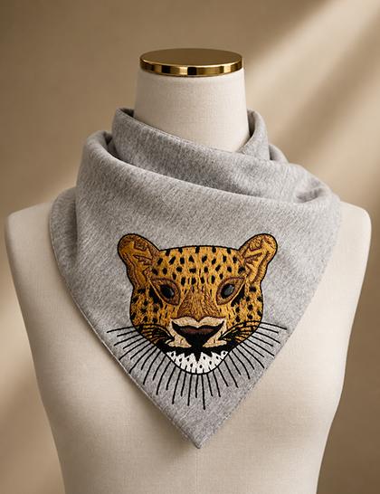 safari-leopard-hand-embroidery-on-grey-jersey-magnetic-scarf