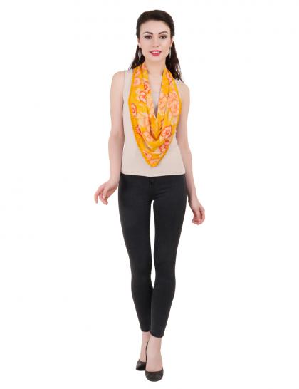 yellow-orange-floral-pleated-scarf
