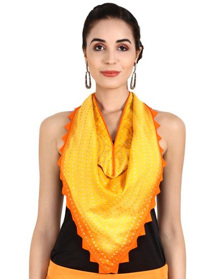 orange--yellow-chanderi-scarf-with-gold-block-print--orange-zigzag-border